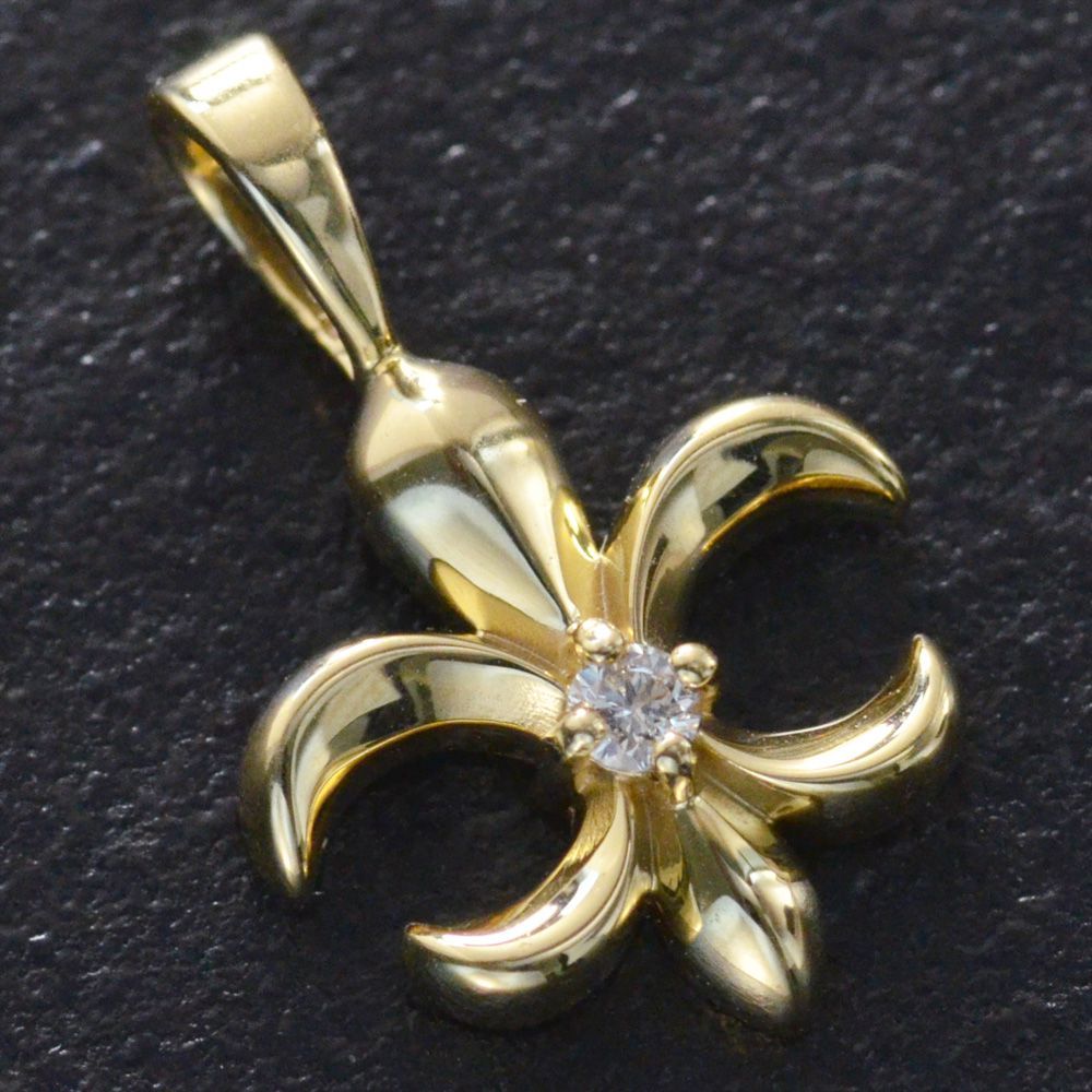 ペンダントトップ メンズ 18金 K18 ゴールド ダイヤモンド 百合の紋章
