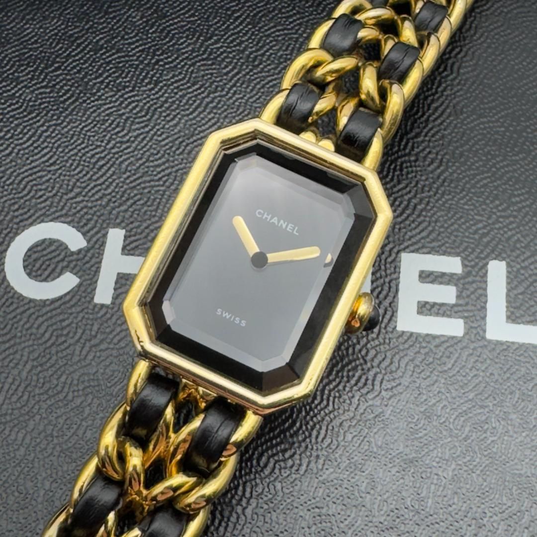 ✨極上品✨ シャネル プルミエールL 黒文字盤×ゴールド クォーツ 時計  