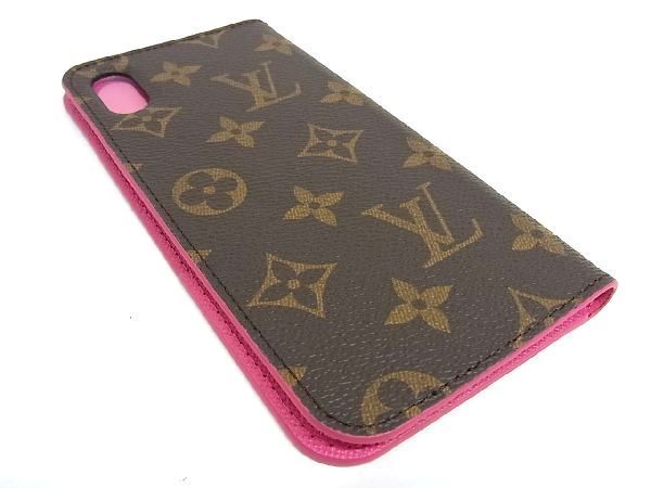 極美品LOUIS VUITTON ルイヴィトン M67481 モノグラム フォリオ iPhoneXS Max対応 スマホケース アイフォンケース ブラウン系 BF0904