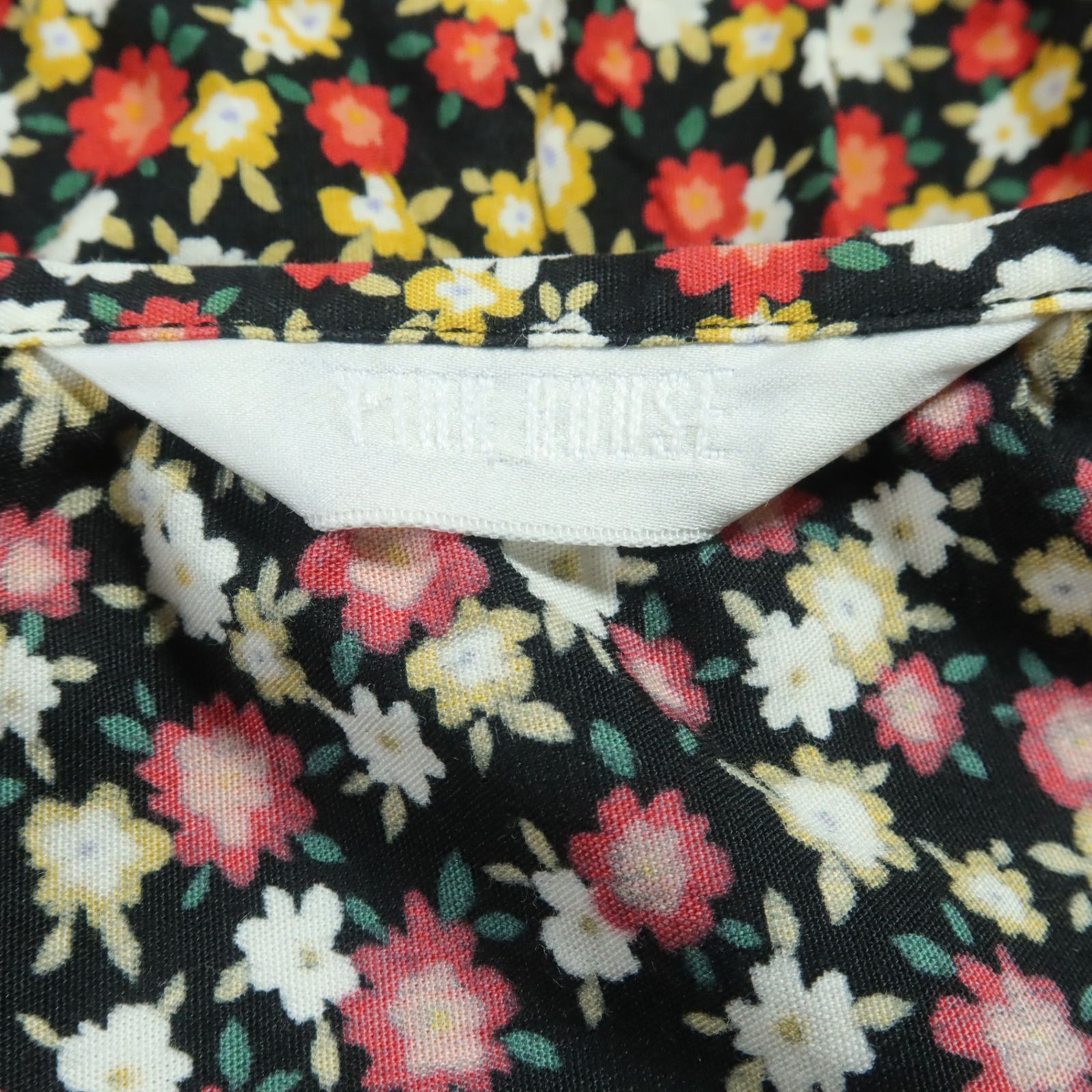 ピンクハウス☆お花がいっぱい！ かぶせ段々フリルデザイン ミディ丈