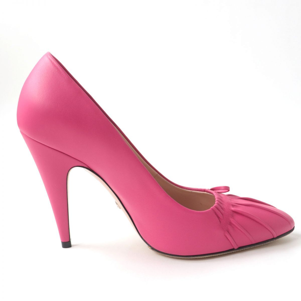 GUCCI グッチアーモンドトゥ レザーパンプス ピンク レディース イタリア製