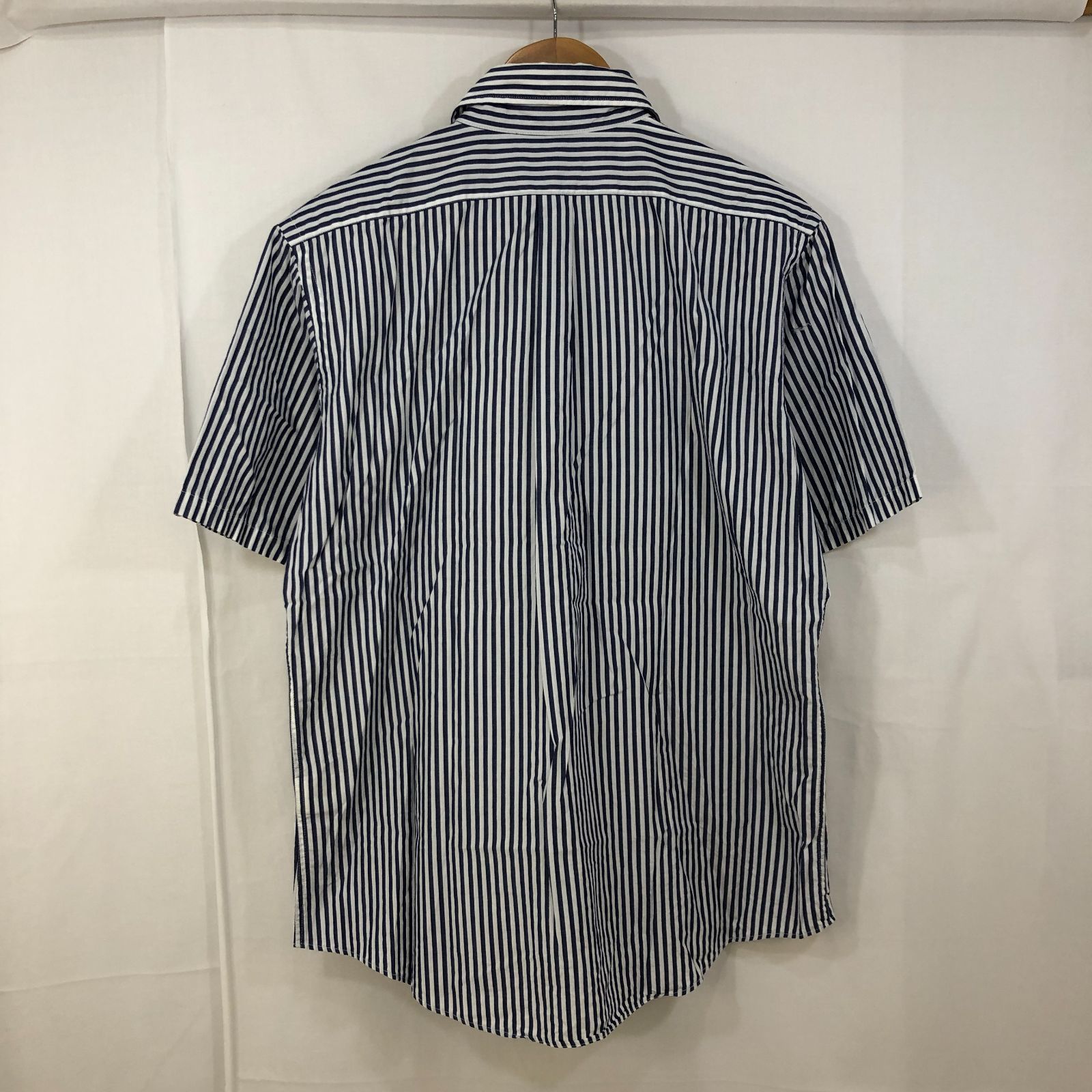【新品同様】A BATHING APE 半袖ワークシャツ ストライプ 白黒 XL 新品同様】A BATHING APE 半袖ワークシャツ ストライプ 白黒 XL