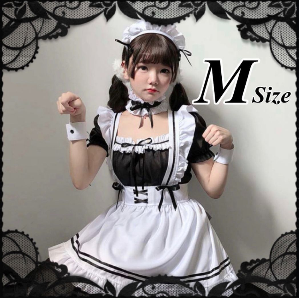 フルセット M メイド服 コスプレ ゴスロリ ハロウィン ロリ フリフリ