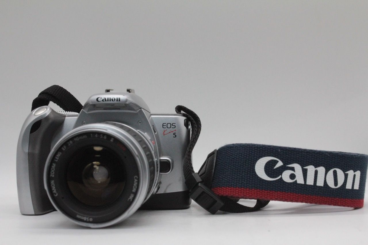 キャノン CANON EOS kiss 5 EF 28-90mm F4-5.6 II USM シャッター フラッシュ OK! ストラップ 付き 6289105 RO2929