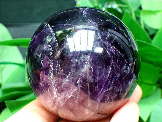 天然～愛の守護石～夢幻紫水晶アメジスト丸玉B84G1|154G04C
