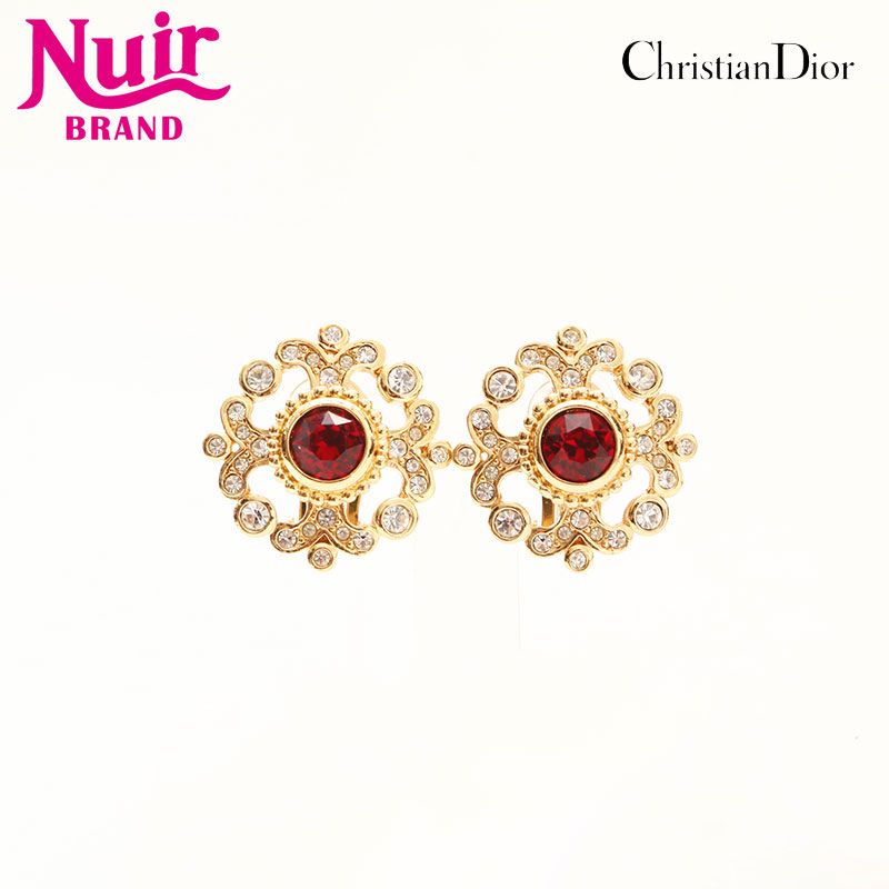 クリスチャンディオールイヤリングカラーストーンラインストーンイヤリング 極美品❗ 質屋 Christian Dior クリスチャンディオール イヤリング ライン