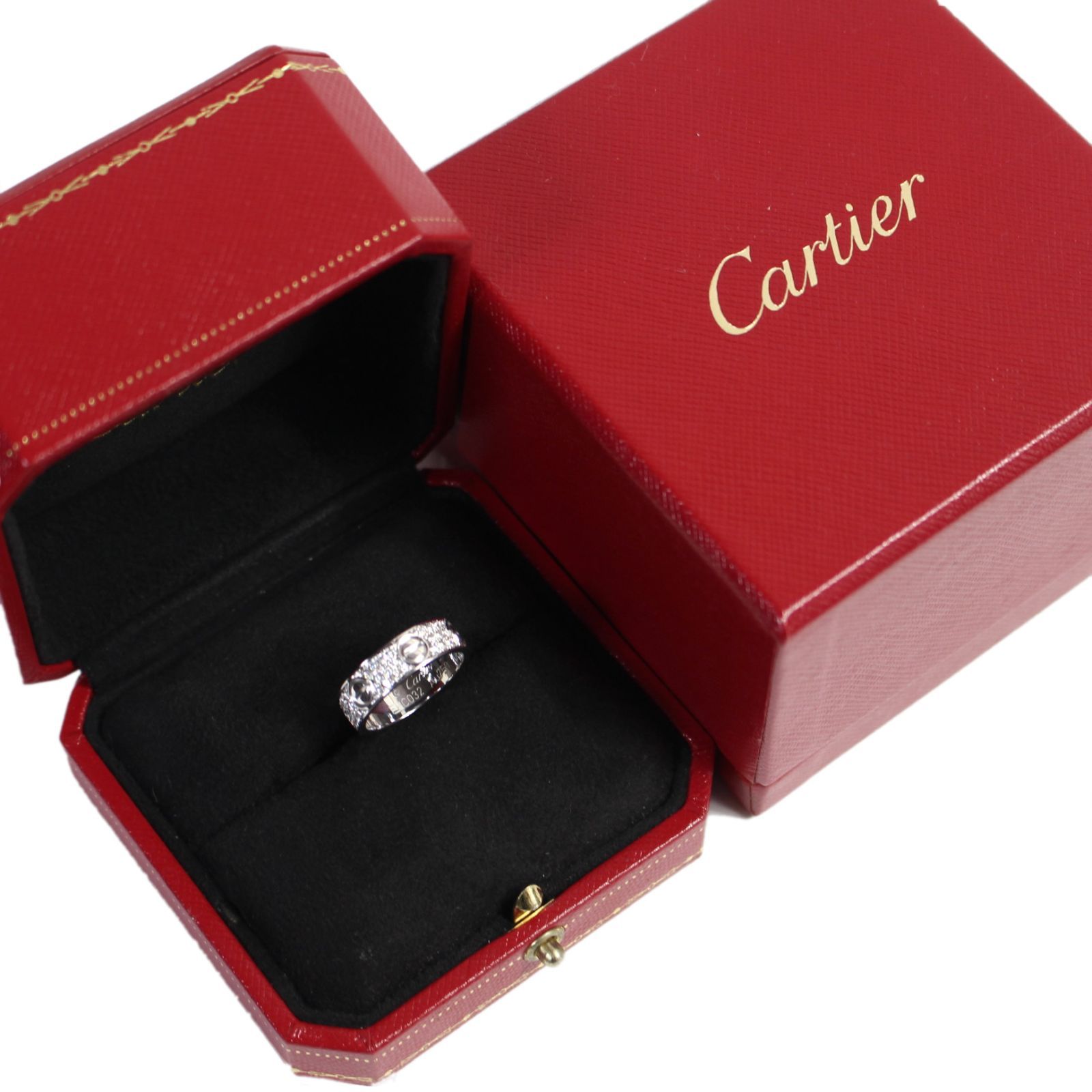 美品です。 美品 カルティエ Cartier ラブリング 750 WG パヴェ アフター