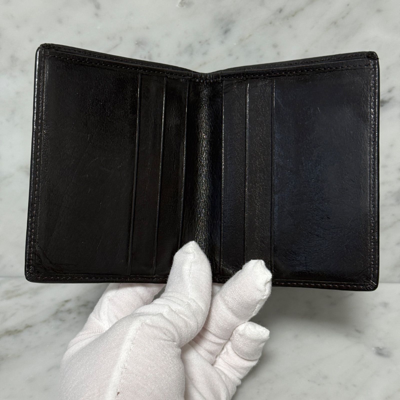 90s OLD COACH オールドコーチ 二つ折り財布 ブラック 黒 本革 レザー