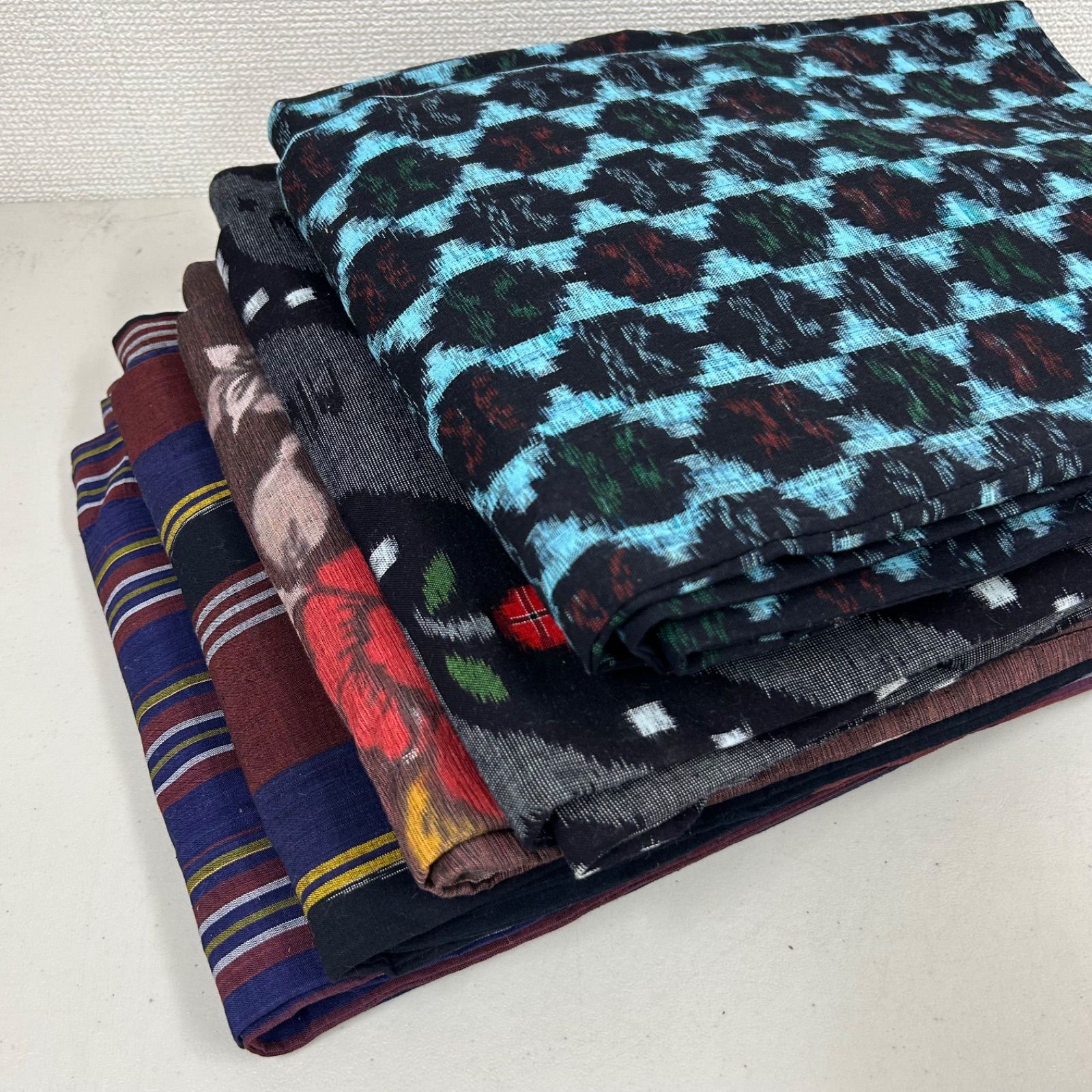 木綿 着物 絣柄 5着 着物 リメイク材料 ｍ-097