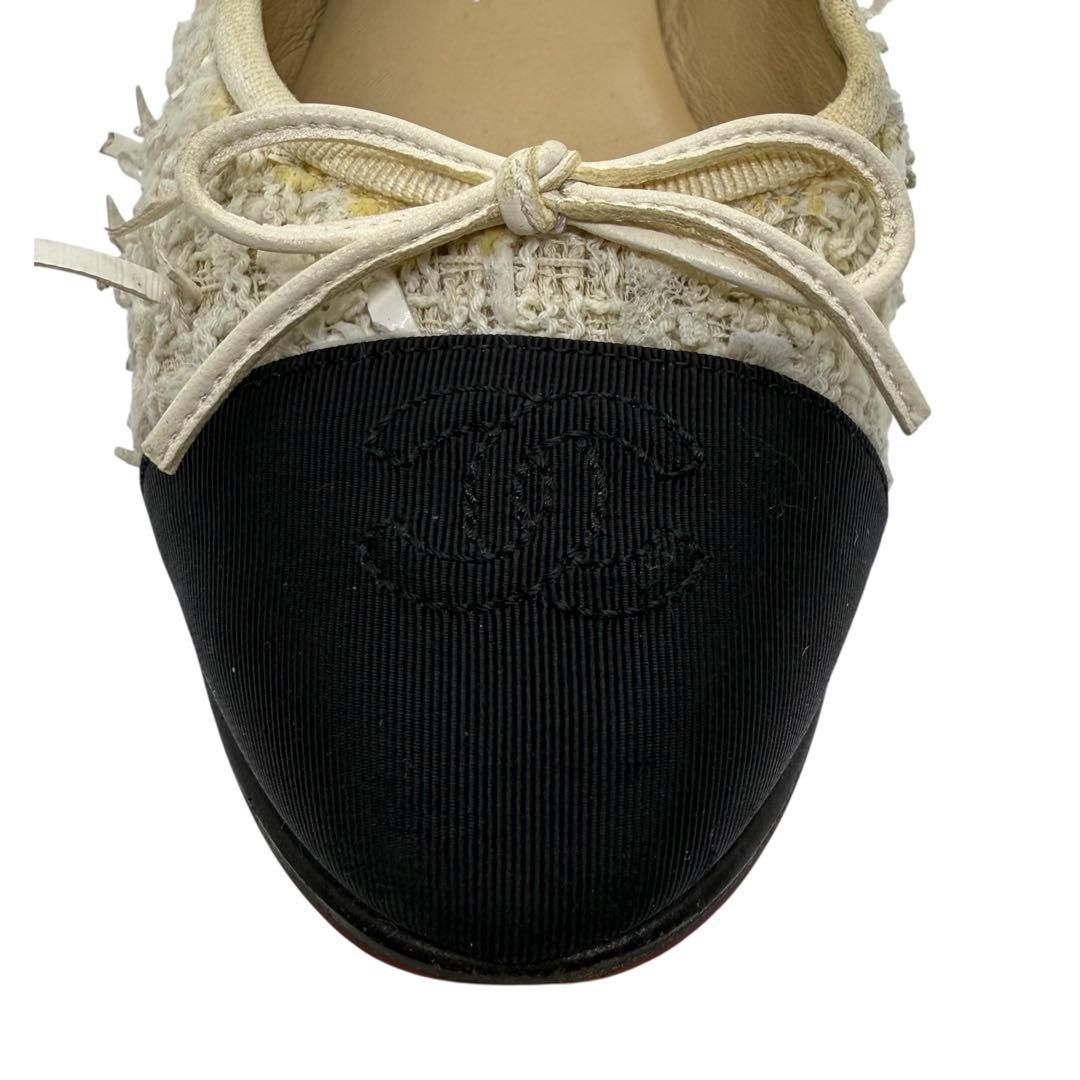 シャネル CHANEL バレエシューズ フラットシューズ ツィード 37サイズ KIN-KAAI_COM