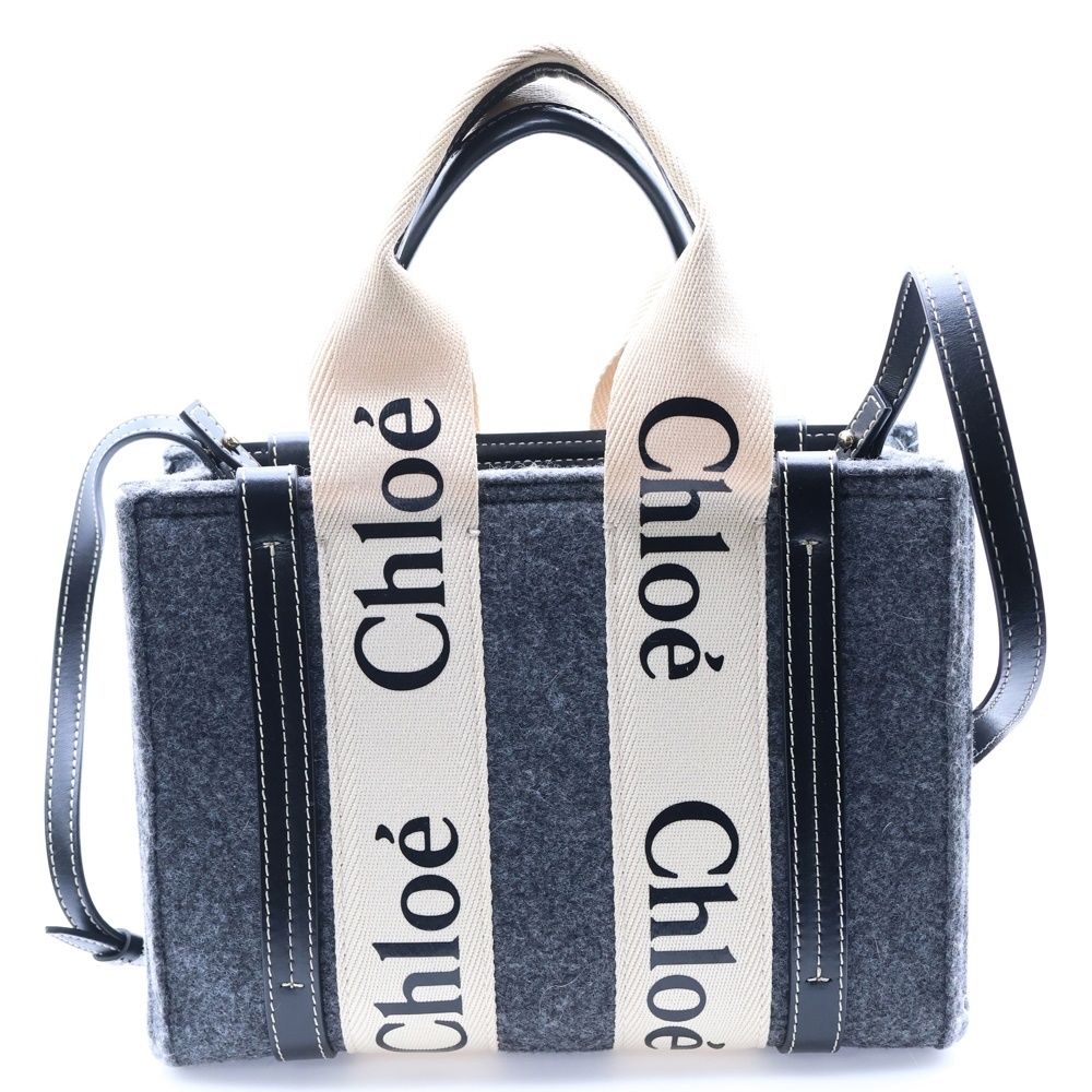 Chloé クロエ ウッディ ミディアム ナイロン トートバッグ グレー 楽天