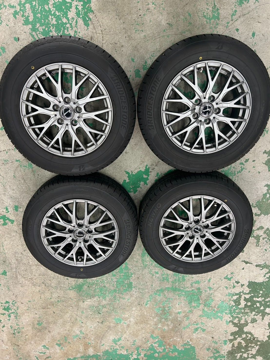 BRIDGESTONE NEWNO 205|65R16 95H 製 × Exceeder E05Ⅱ 16×6.5J 48 5穴114 ガンメタ アルミホイールセット 残溝約4.4mm