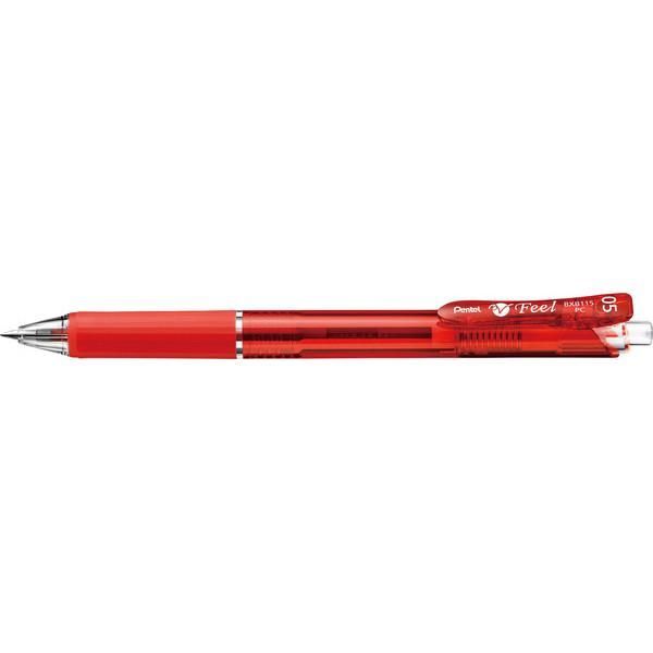 まとめ ぺんてる フィール 0.5mm クリアレッド軸 赤 BXB115-B ×100セット