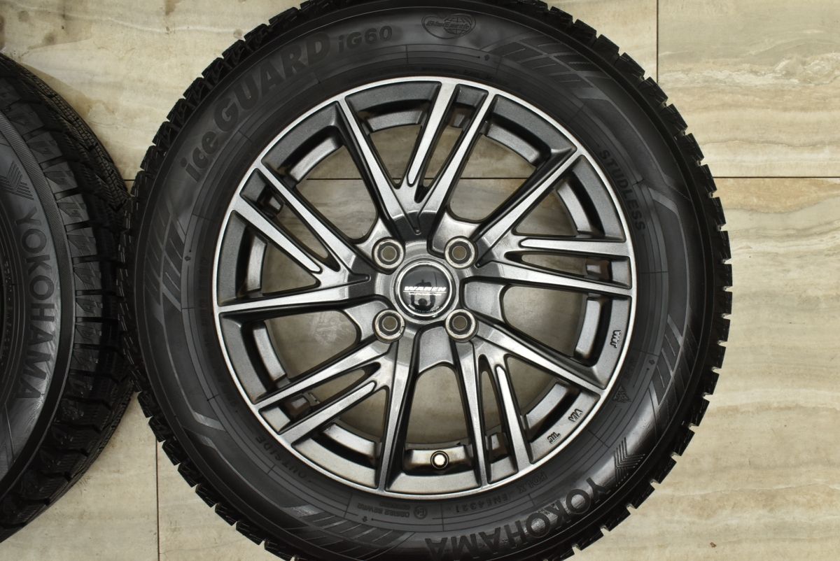 【バリ溝 美品】WAREN 15in 5.5J +43 PCD100 ヨコハマ アイスガード iG60 185/65R15 アクア フィールダー MAZDA2 デミオ ノート 送料無料