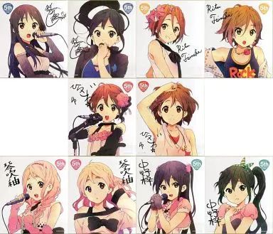 紙製品 キャラクター 全10種セット サイン入りオリジナル色紙 一番くじ けいおん! 5thあにばーさりー♪ F賞