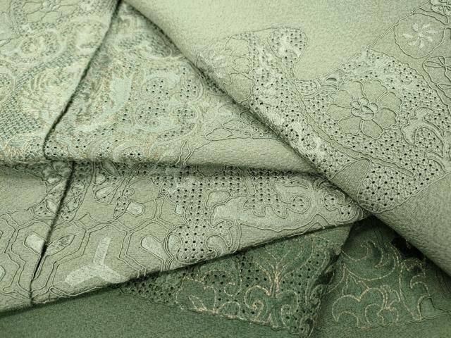o*3様 単衣 逸品 総刺繍 中国三大刺繍 汕頭刺繍 一つ紋 正絹 T-5741 単衣 逸品 総刺繍 中国三大刺繍 汕頭刺繍 一つ紋 正絹 T-5741