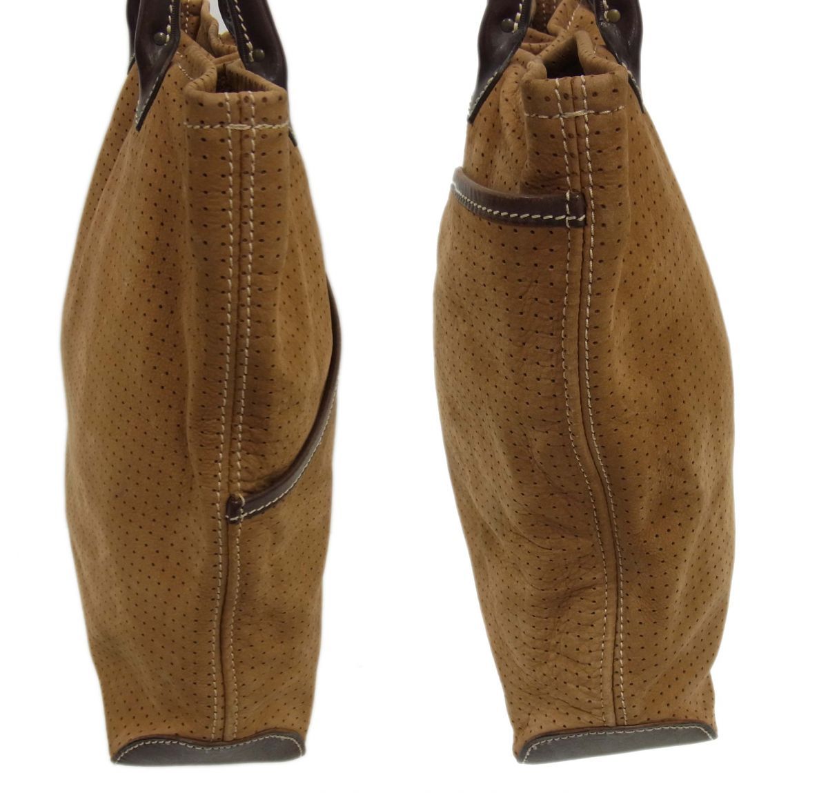 参考定価10万 Felisi パンチングレザー トートバッグ ヌバック フェリージ キャメルブラウン メンズ レディース イタリア製