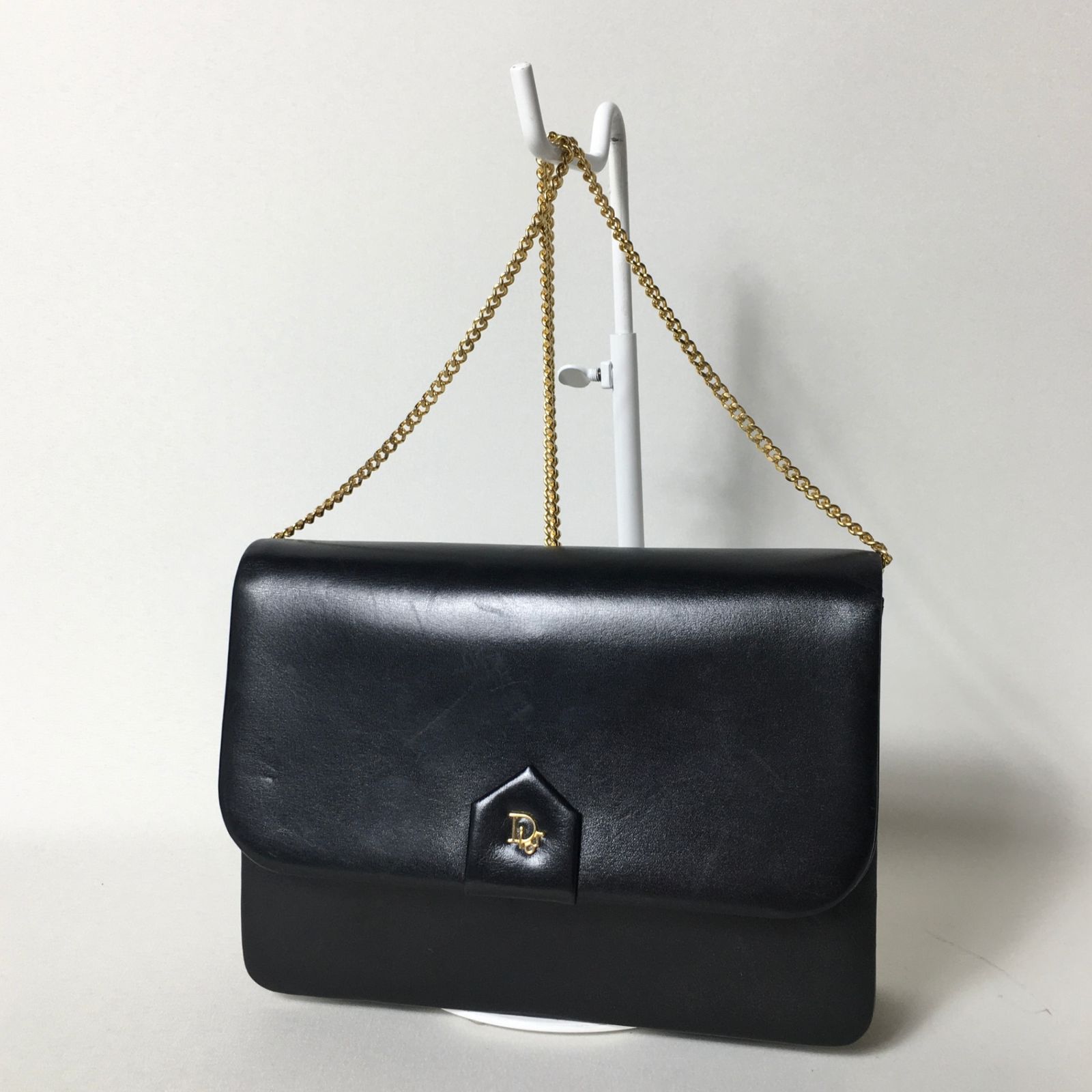 2508-221｜ディオール ショルダーバッグ ブラック ロゴ金具 チェーン  
