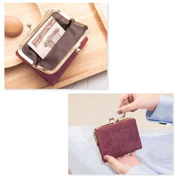 二つ折り財布 レディース がま口財布 がま口 財布 ミニ財布 使いやすい おしゃれ 大人かわいい レザー 柔らかい 軽量 小銭入れ カード お札 女性 プレゼント