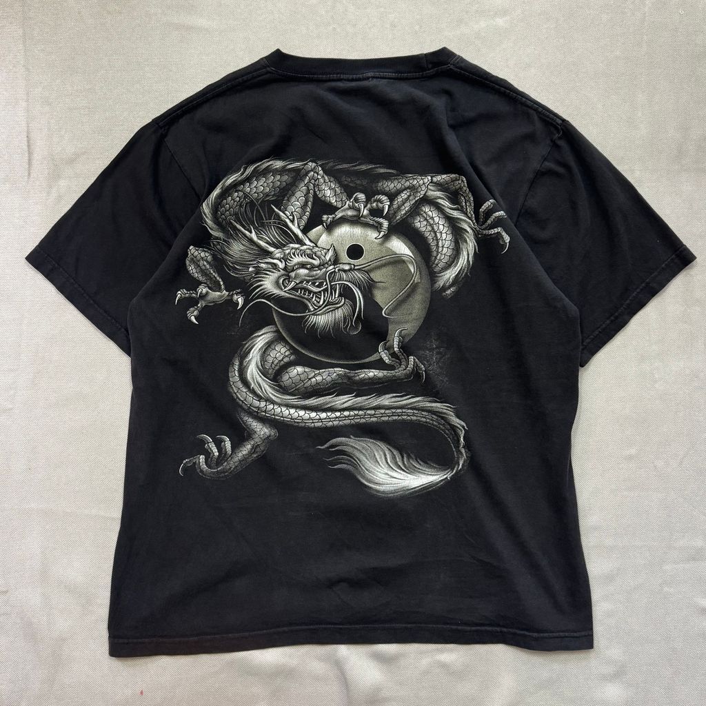 00s HERO BUFF Dragon 龍 ドラゴン 両面プリント Tシャツ 黒 Lサイズ 