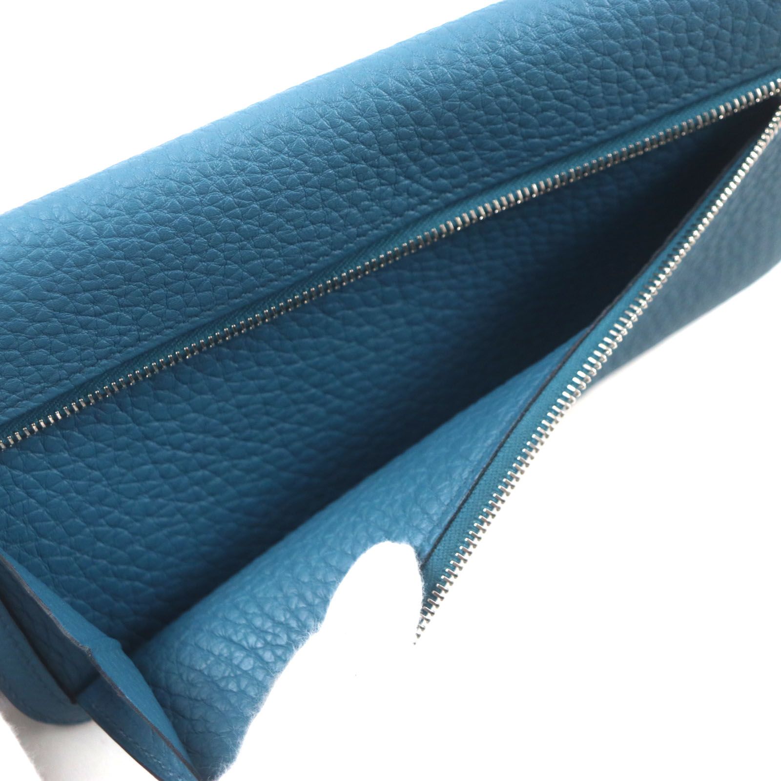 美品▽HERMES エルメス ドゴン ロング トゴ ブルーイズミール