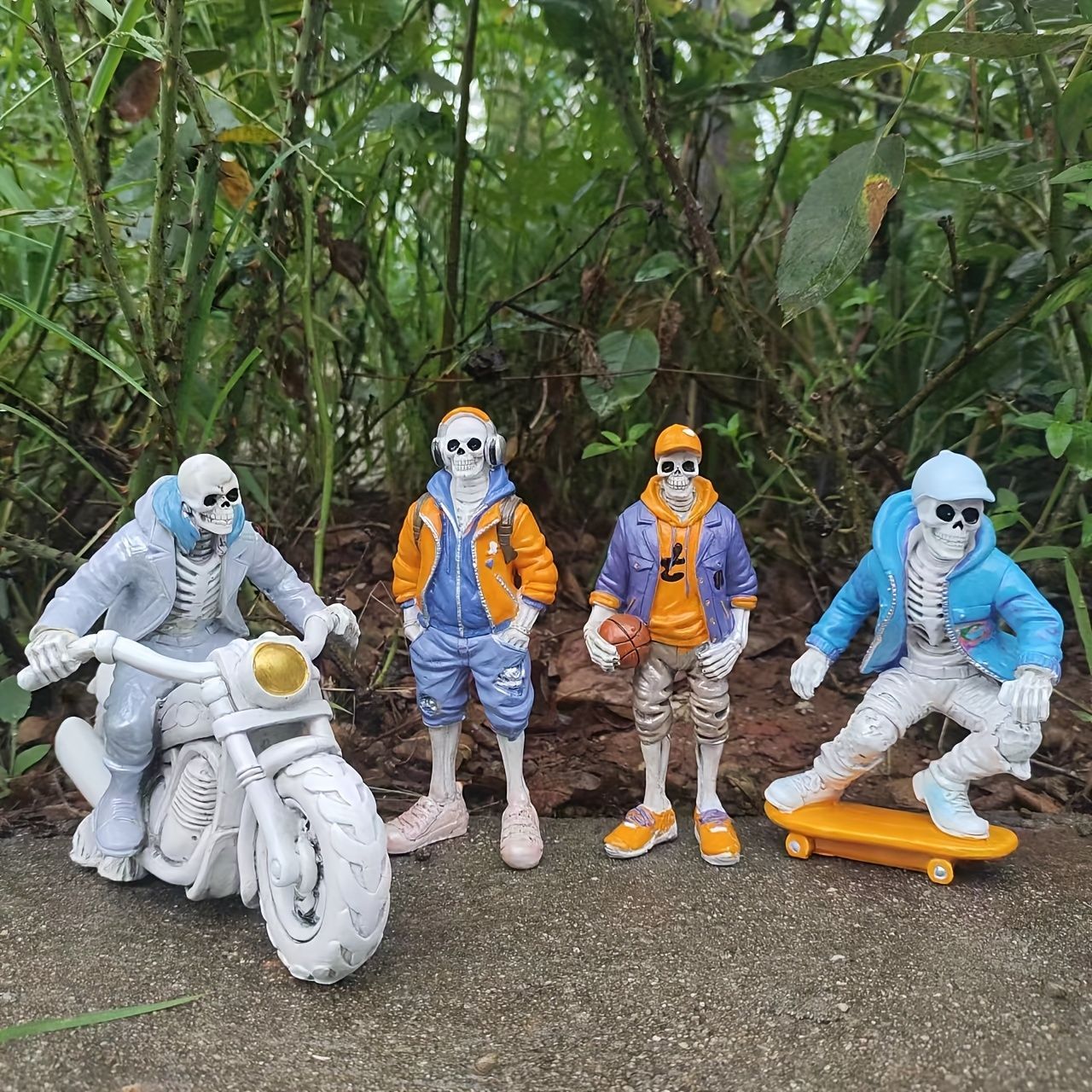 がいこつ リアル 置物 バスケ ストリート系 樹脂製 15.5cm フィギュア