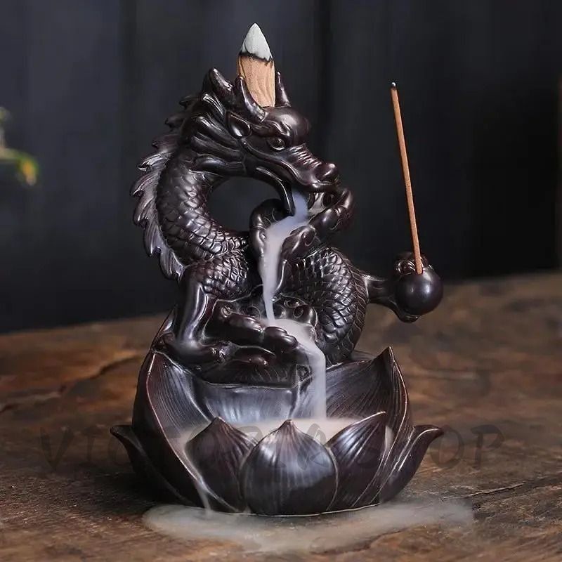 香炉　線香立　置物　器　龍 楽天市場】倒流香用 龍 倒流香用 香炉 幻想的 煙 倒流香 香炉