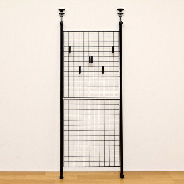 つっぱり式パーテーション 衝立 スチール製 フック アジャスター付き ホワイト 白 組立品