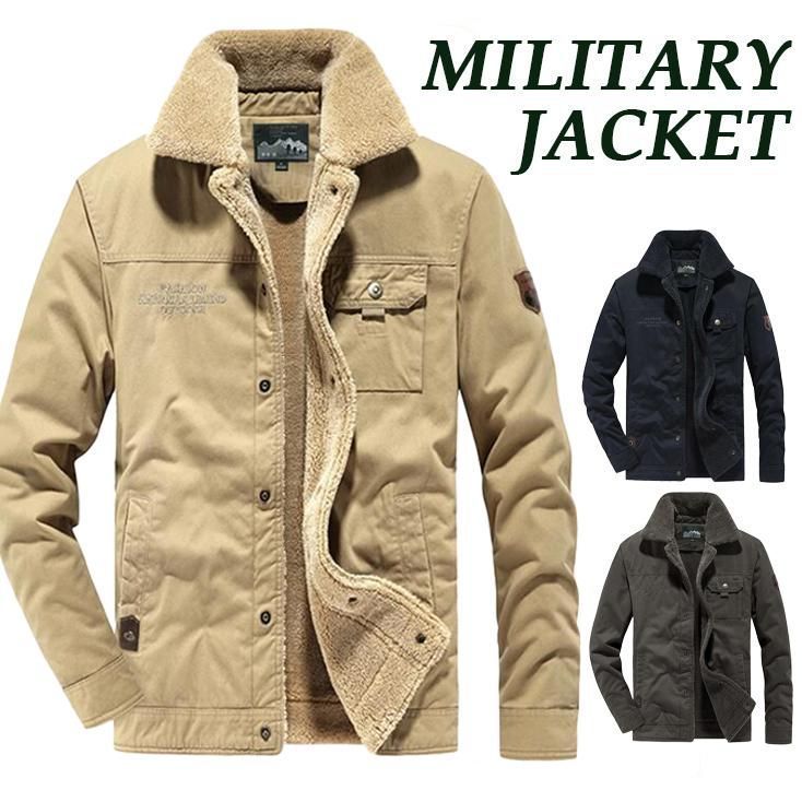 ミリタリージャケット メンズ 裏起毛 デッキジャケット ジャケット N1 裏ボア ブルゾン ジャンバー 陸軍 襟ボア アウター 登山 秋冬 コート 暖かい 防寒heiwang01