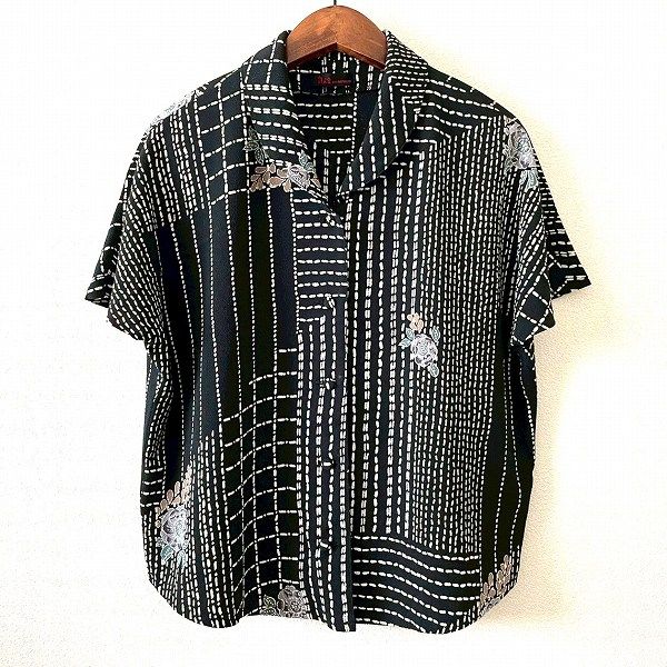 タグ付き未使用 詩仙堂 シセンドウ ちりめん 和柄 ブラウス シャツ ブラック snc シセンドウ ヒトシタムラ 詩仙堂 HITOSHI TAMURA シャツ ブラウス