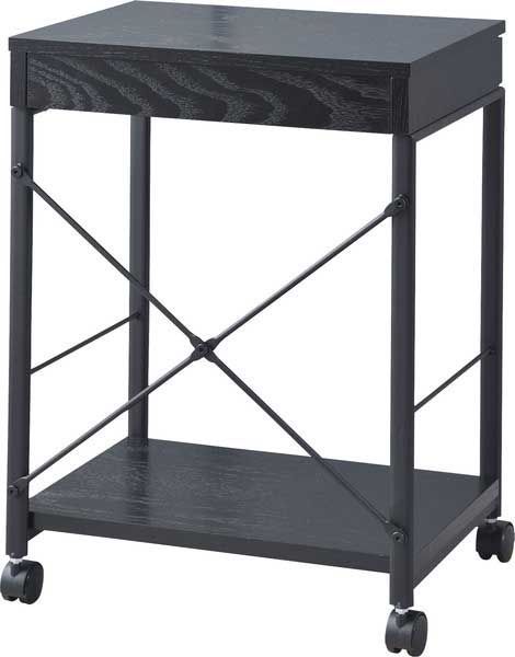 天然木 オーク のデスクワゴン 引き出し付き W45×D34×H62cm No.330 ブラック