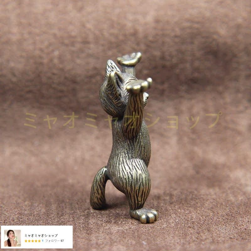 銅製 猫 茶道茶かわいがり 招財猫 筆立て 装飾品 工芸品 置物