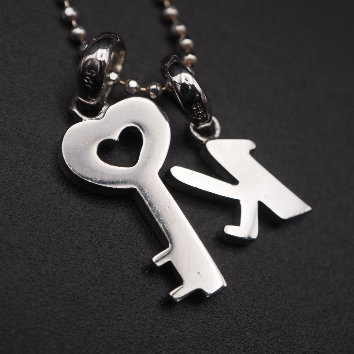 J048 ダイヤモンド風 SILVER925刻印 ペンダント ネックレス 鍵