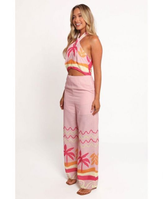 送料無料 Petal and Pup レディース ジャンプスーツ トップス Women s Aryn Halterneck Jumpsuit Pink palm