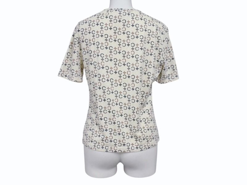 【美品】CELINE マカダム柄トリオンフ Tシャツ 半袖カットソーLサイズ CELINE - CELINE セリーヌ トリオンフ ボーダールーズTシャツ