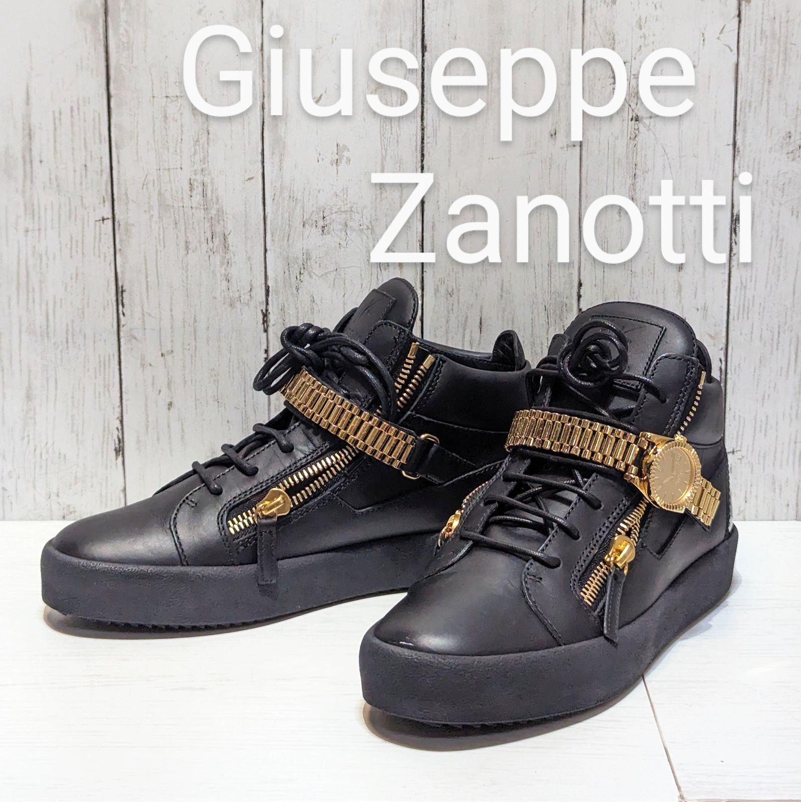 【美品】GiuseppeZanotti ジュゼッペザノッティ ChristianCowan  クリスチャンコーワン イタリア スニーカー メンズ 42 27cm 高級 ゴールド 時計