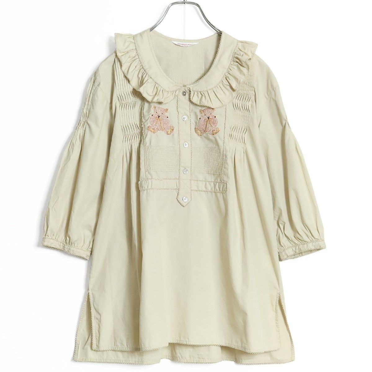 ワンダフルワールド カネコイサオ☆テディ刺繍のふんわりブラウス  