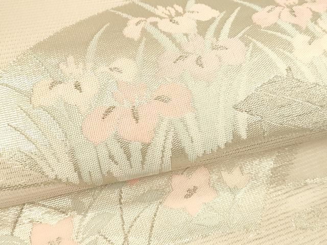 平和屋着物＊夏物　西陣　川島織物　九寸名古屋帯　枝花文　金銀糸　正絹　逸品　CAAW5503fb 平和屋着物＊夏物 西陣 川島織物 九寸名古屋帯 枝花文 金