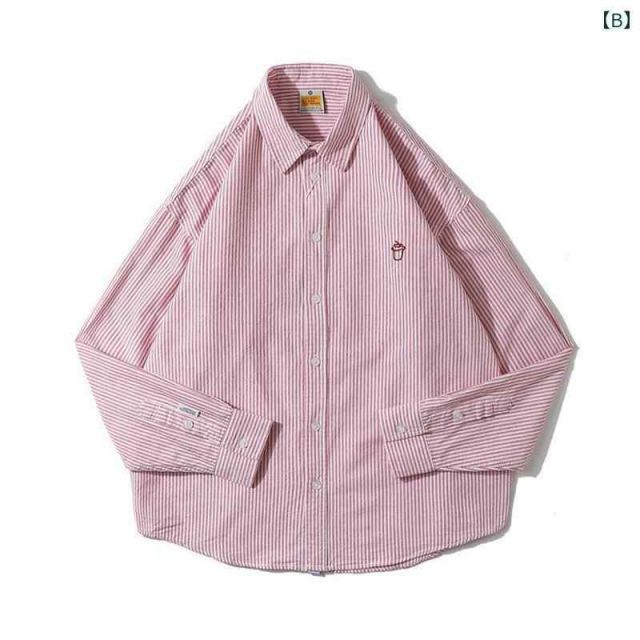 メンズ ファッション 服 男性用 オシャレ シンプル 大人 かっこいい 大きいサイズ ストリート 紳士服 刺繍 長袖 シャツ ストライプ 韓国 スタイル シャツ ファッション カジュアル トップス ジャケット KARIMZIABAT_FR