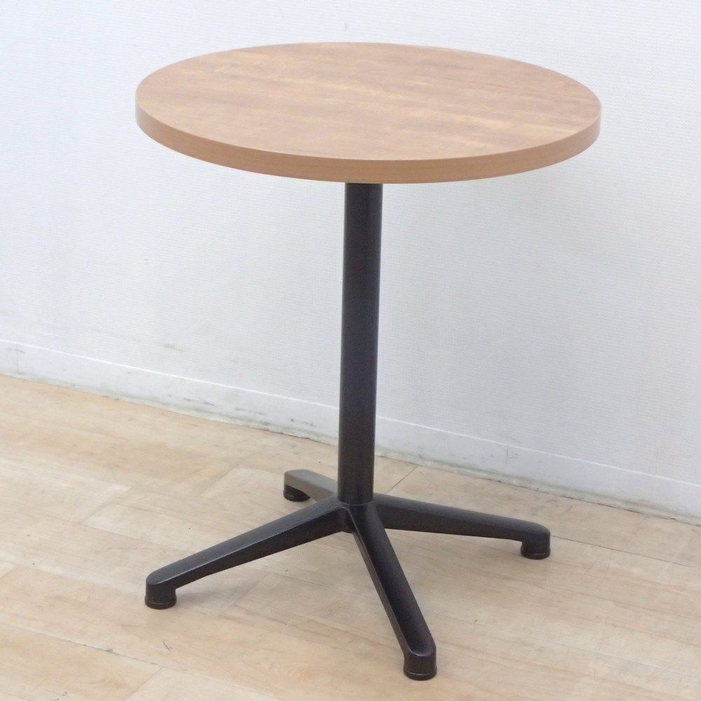 丸テーブル 木目|ブラック 直径60cm カフェテーブル ラウンドテーブル コンパクト 休憩室 ミーティング 多目的 EG18786 オフィス家具