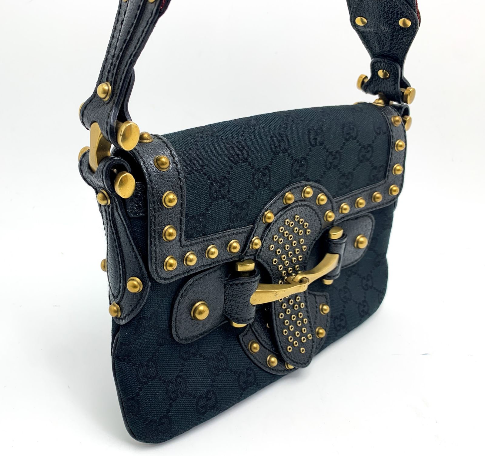 GUCCI グッチ 144190 シェリーライン GGキャンバス 黒 ブラック ホース