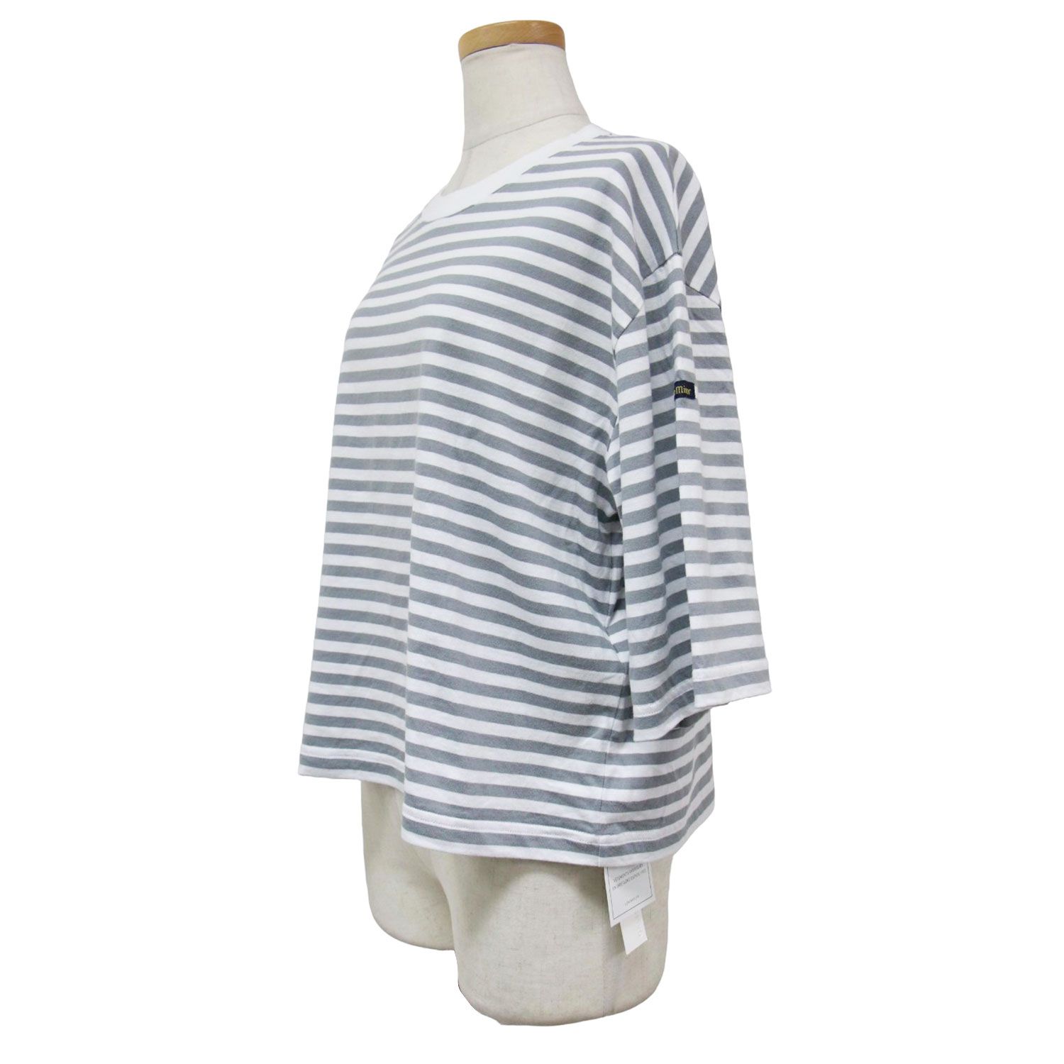 Le Minor - 美品 Le minor ルミノア GALERIE VIE カットソー 24春夏 グレー FREE 5分袖 ボーダー オーバーサイズ ワイド コットン 半袖 トップス Tシャツ カジュアル【レディース】【中古】 美品 Le minor ルミノア GALERIE VIE カットソー 24春夏 グレー