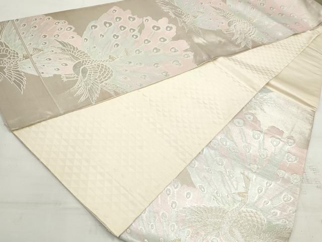 平和屋着物◎六通柄袋帯 孔雀 金銀糸 正絹 逸品 DAAV0710qa