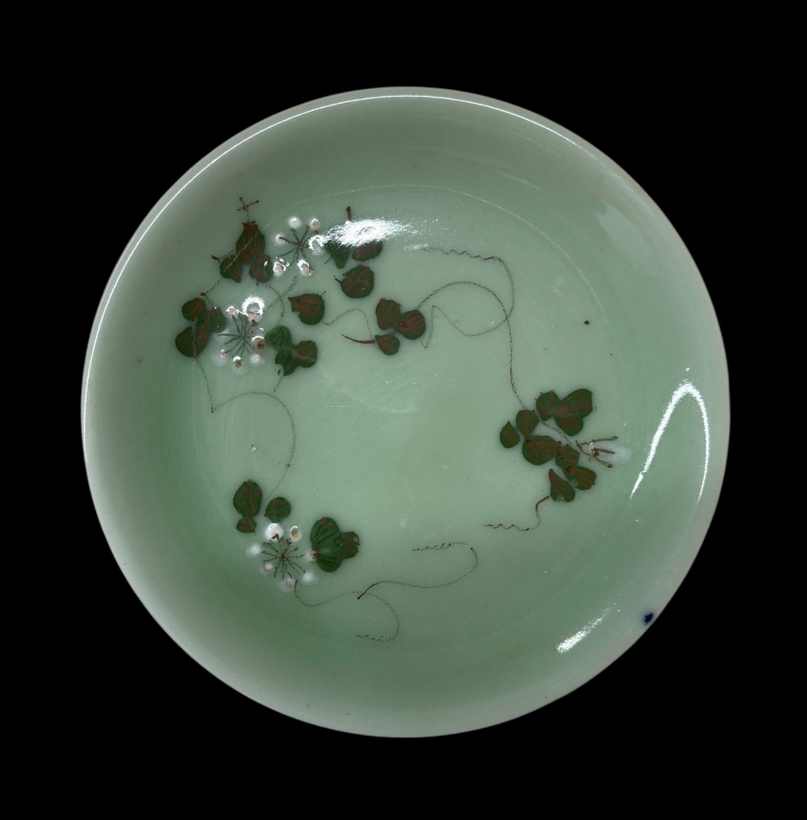 14客セット】古伊万里 青磁 草花文 明治 小皿 丸皿 盛り皿 飾り