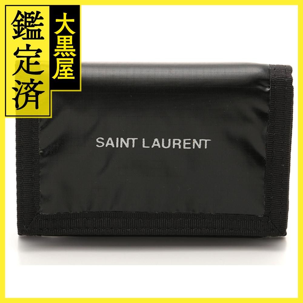 SAINT LAURENT サンローラン　三つ折財布 ブラック　ポリエステル【471】