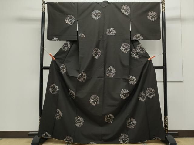 平和屋着物○本場大島紬 7マルキ 泥染め 地空き 吉祥文 総絣 正絹 逸品  