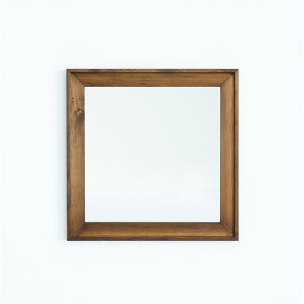 L型フレームウォールミラー 680×680mm アンティークブラウン 天然木 北欧風 日本製 鏡 姿見 感 ドレッサー 木製 壁掛け モダン 木枠 玄関 トイレ 洗面 NK-17