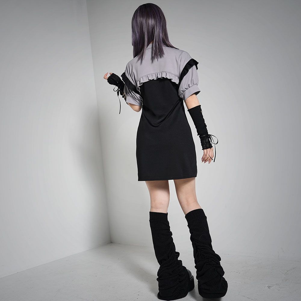 夢展望公式 [新品未使用] サブジラチャイナAラインワンピ [グレー