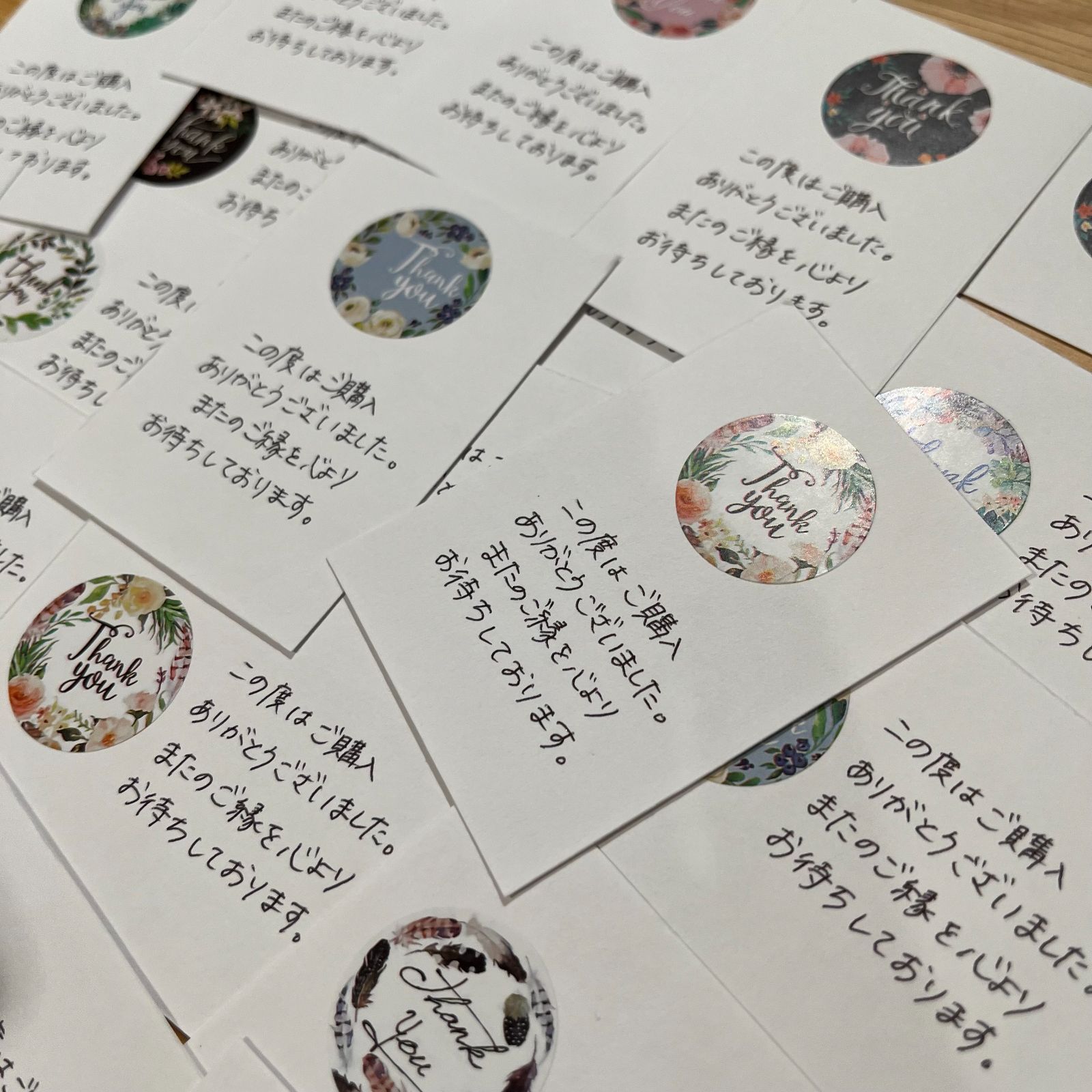 手書きサンキューカード　30枚　丸シール 手書きサンキューカード 30枚 丸シール 【公式通販】