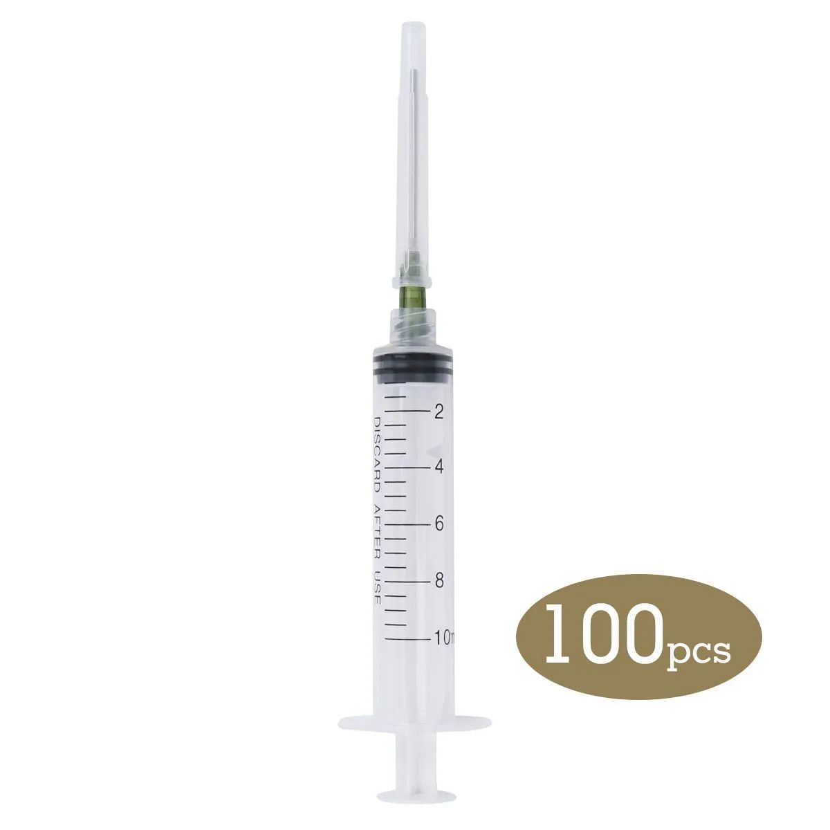 使い捨て シリンジ ルアーロック 10ml 針 キャップ 100セット CSRNG-10.0ml-100 注射器 針径1.8mm 内径1.5mm